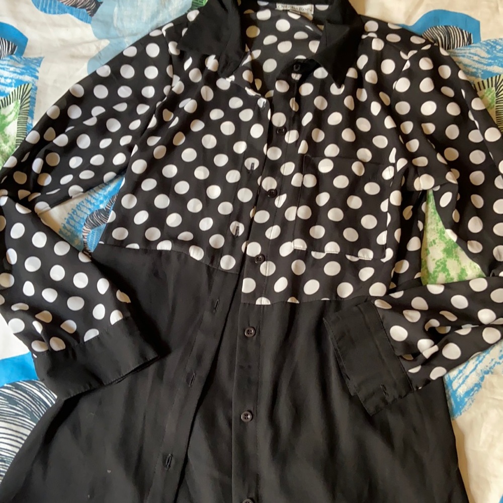 Poka dot dress shirt long sleeve loose